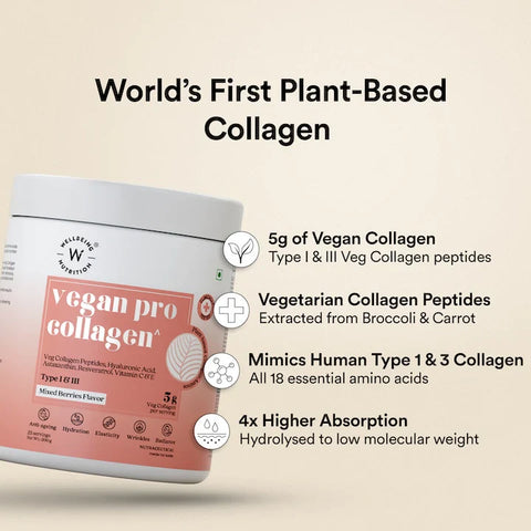 Wellbeing Nutrition Vegan Pro Collagen - Mixed Berry 250gms (25 servings)