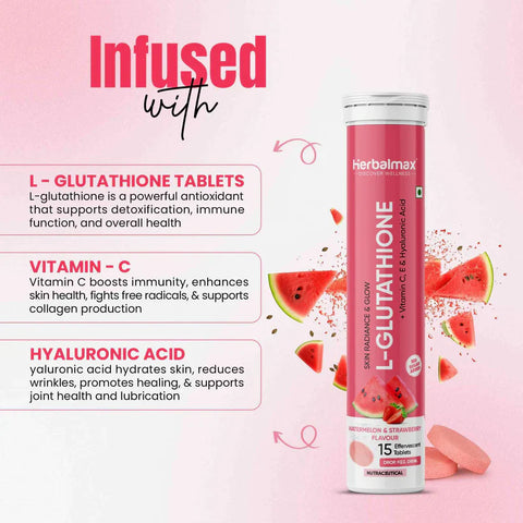 Herbal Max L-Glutathione 15 Tablets Watermelon & Strawberry Flavour