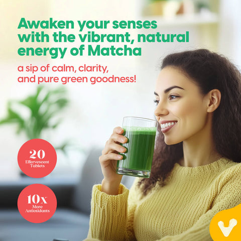 BUY 3 GET 1 FREE  |  Valeo Matcha Green Tea Effervescent Tabs (20) | Organic Japanese Ceremonial-grade Matcha