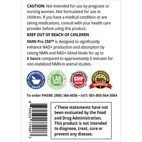 Pro Health NAD+ pro 250 Sustained Release (60 Capsules)