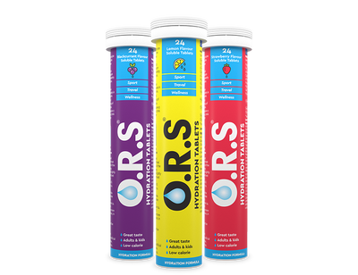 O.R.SHydration Tablets With Electrolytes Lemon Blackcurrant Strawberry and Orange (PackOf4)