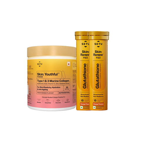 SETU Skin Rejuvenation Combo: Marine Collagen Powder + Glutathione Tablets