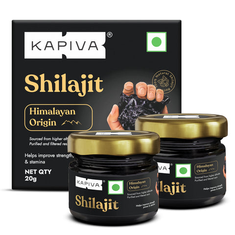 Kapiva Himalayan Shilajit/Shilajeet Resin 20g - For Endurance and Stamina | Contains Lab Report - Super Saver Pack Of 2