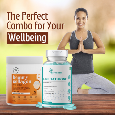 Buy Wellbeing Beauty Collagen and Herbal max L-Glutathione Combo Pack Online Buy Wellbeing Beauty Collagen and Herbal max L-Glutathione Combo Pack Online