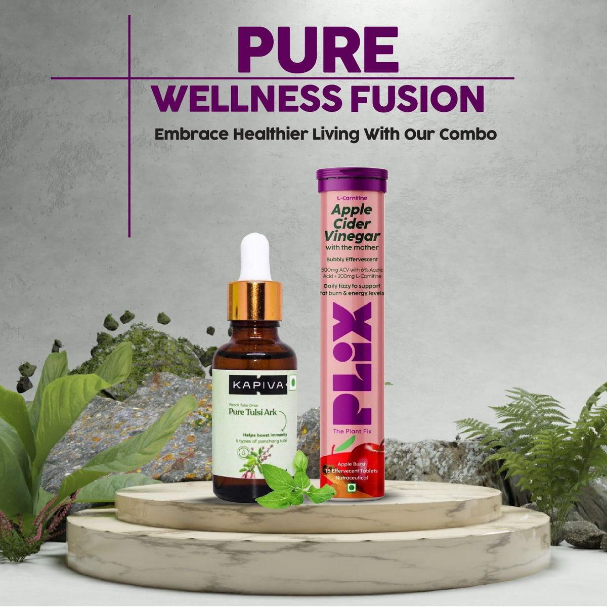 KAPIVA Tulsi ark Drop + PLIX apple cider vinegar (Purple)