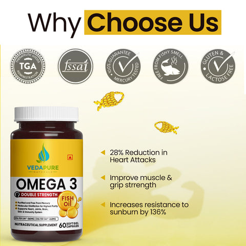 VEDAPURE Omega-3 Fish Oil 60 Capsules