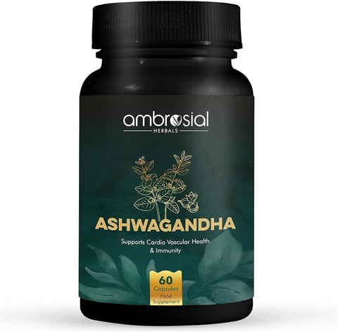 Ambrosial Ashwagandha Capsules - 500mg High Strength Herbal Supplement, 60 Vegan Capsules