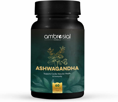 Ambrosial Ashwagandha Capsules - 500mg High Strength Herbal Supplement, 60 Vegan Capsules