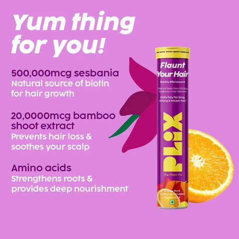 Plix Flaunt your hair Orange Burst 15 Effervescent Tablets