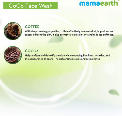 Mamaearth Women's CoCo Face Wash, with Coffee and Cocoa for Skin Awakening (100ml)+MAMAEARTH Women's CoCo Face Scrub