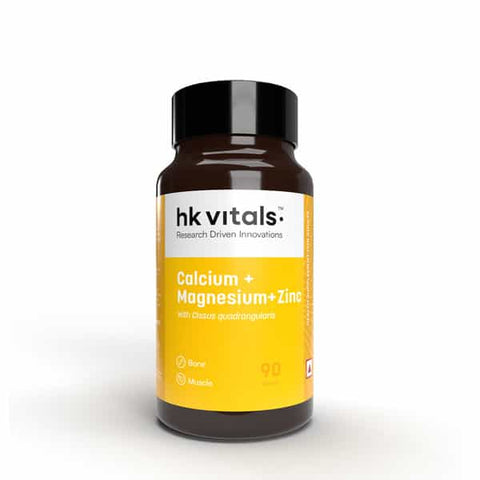 HK Vitals Calcium + Vitamin D3 Supplement For Women & Men (90 Tablets) | With Magnesium & Zinc | For Complete Bone Health & Joint Support