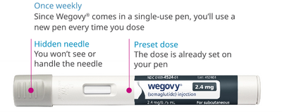 قلم حقن WEGOVY 1 ملغ FlexTouch مُعبأ مسبقًا + 4 إبر للاستخدام مرة واحدة