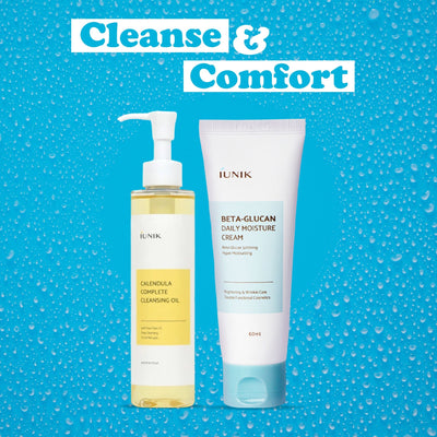 iUNIK Calendula Complete Cleansing Oil 200 ml and Iunik Beta Glucan Daily Moisture Cream 60 ml Combo
