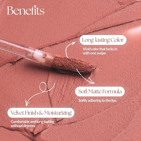 MUZIGAE Mansion Velvet Matte Liquid Lipstick, Waterproof, 6ml