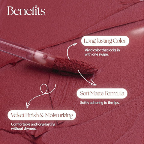 MUZIGAE Objet Lip Stain - Velvet Matte, Long-Lasting, 6ml
