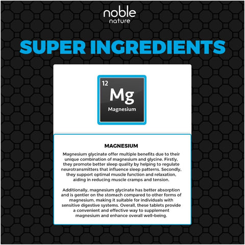 Noble Magnesium Glycinate Chelated - High Absorption, 120 Veg Tablets