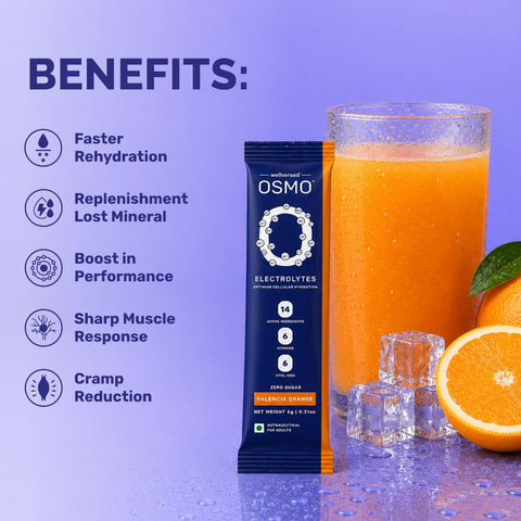 OSMO Electrolyte Sachets - Zero Sugar, Valencia Orange Flavour, 180g, 30 Servings