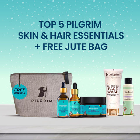 Pilgrim Hair and Skin Essentials Combo + Free Jute Bag