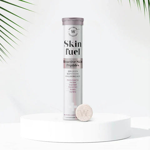 Wellbeing Nutrition Skin Fuel With Glutathione And Collagen For Radiant Skin - Effervescent Tablets 15 with KUWA Bottle