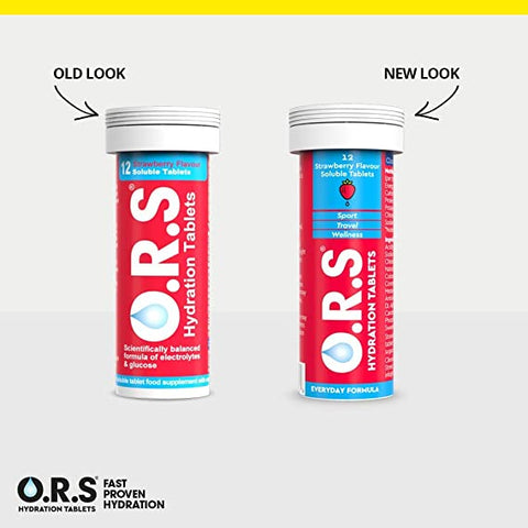 O.R.S Hydration Tablets With Electrolytes, Vegan, Gluten And Lactose Free Formula - Strawberry Flavour 24'S