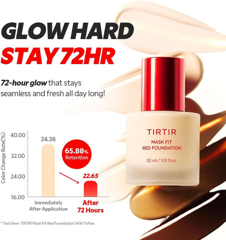 TIRTIR Mask Fit Red Foundation - Long-Lasting, Hydrating, Pore-Blurring - 1.01 Fl Oz (#51N Fudge)
