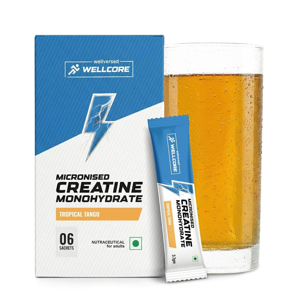 Wellcore Micronised Creatine Powder Sachets, Fruit Fusion Flavour - Pack of 6