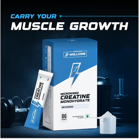 Wellcore Pure Micronised Creatine Powder, Unflavoured - 6 Sachets