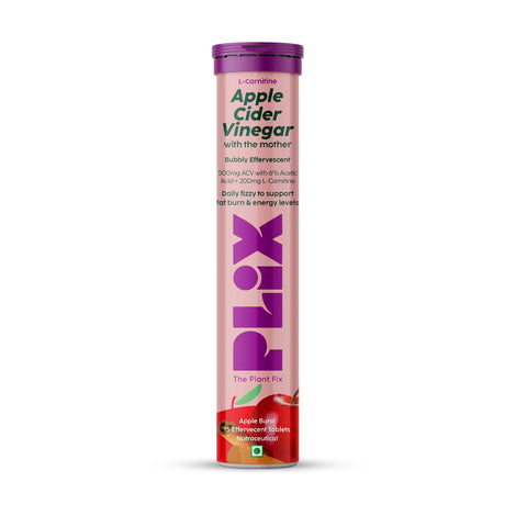 Plix Apple Cider Vinegar Apple Burst purpule Daily Fizzy to support energy levels & weight 15 Effervescent Tablets