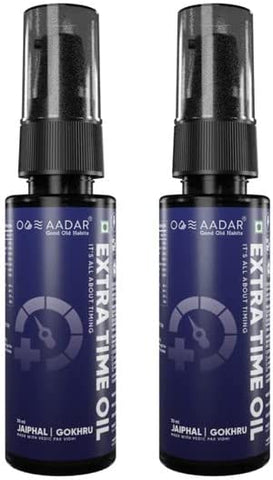 AADAR EXTRA TIME Oil | builds performance time & pleasure, Improves overall strength| Jaiphal, Gokhru | 30 ml (Pack of 2)