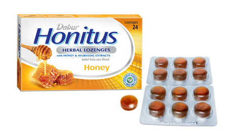 Dabur Honitus Herbal Lozenges-Honey, 24 Lozenges