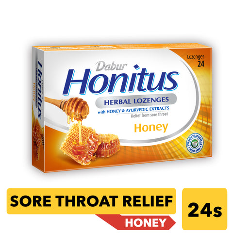 Dabur Honitus Herbal Lozenges-Honey, 24 Lozenges