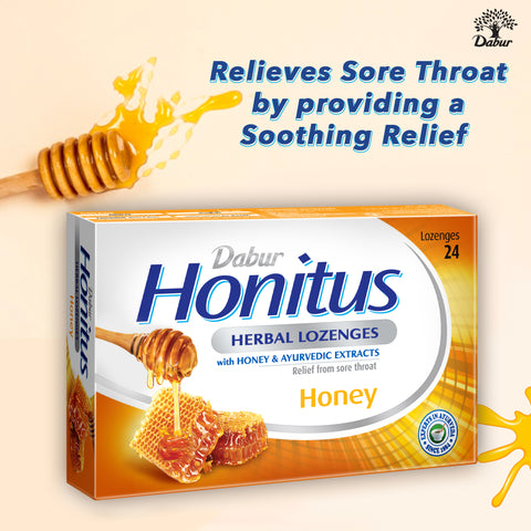 Dabur Honitus Herbal Lozenges-Honey, 24 Lozenges