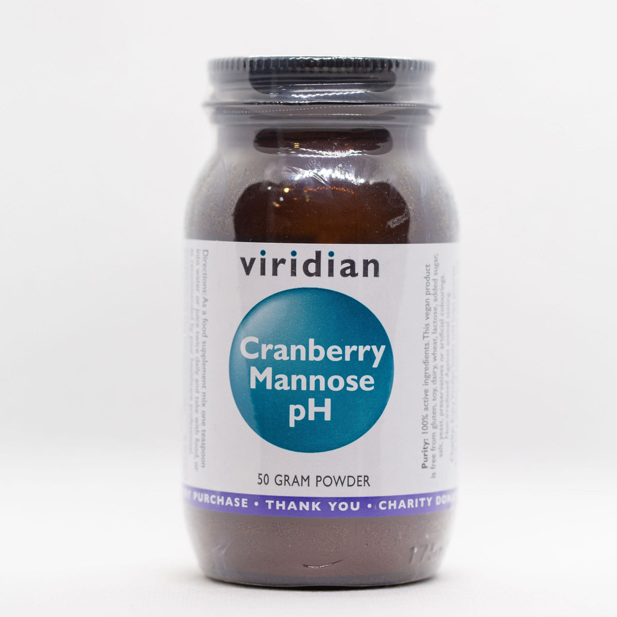 Viridian Cranberry Mannose pH Powder| D-Mannose| Potassium| Vitamin C, 50 g