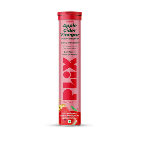 Plix Apple Cider Vinegar Juicy watermelon Daily fizzy to manage weight 15 Effervescent Tablets