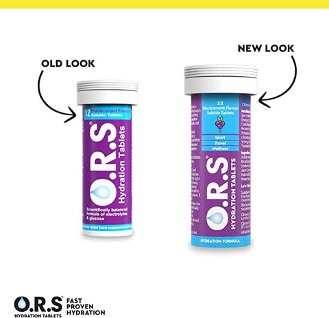 Ors Hydration Tablets With Electrolytes, Vegan, Gluten And Lactose Free Formula - Black Currant Flavour 24'S