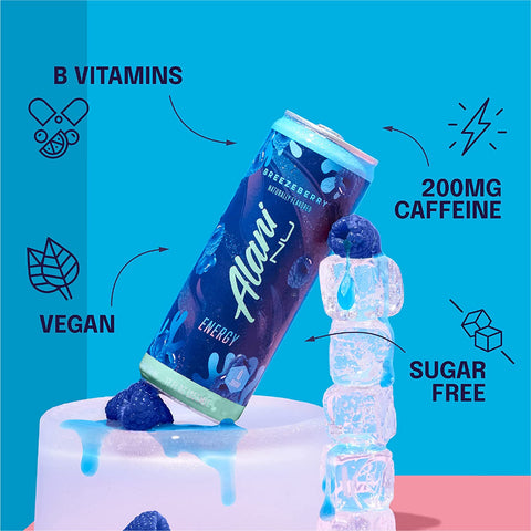 Alani Nu Sugar-Free Energy Drink, Pre-Workout Performance, Breezeberry, 12 oz Cans