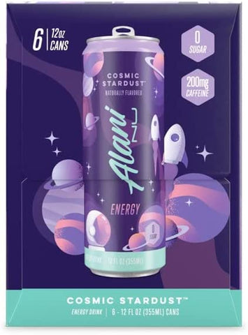 Alani Nu Sugar-Free Energy Drink, Pre-Workout Performance, Cosmic Stardust, 12 oz Cans
