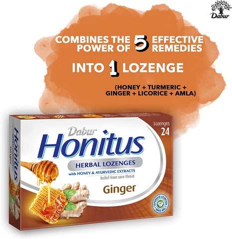 Dabur Honitus Lozenges - Ginger Flavour, 24 Lozenges