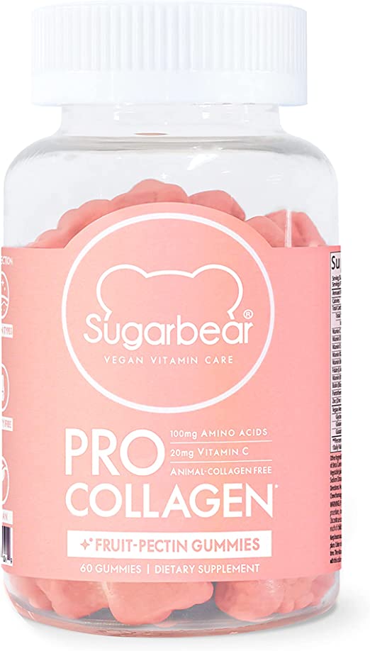 Sugarbear ProCollagen, Vegan Collagen Gummies, Amino Acids, Vitamin D , Vitamin C, B-12 and Biotin, Promotes Hair, Nail, Skin, Bone and Joint Health* ( 1 Month Supply)