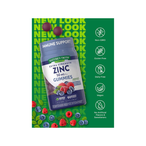 Nature's Truth Zinc Gummies 50mg, 60 Count